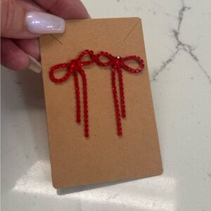 Red Crystal Bow Earrings